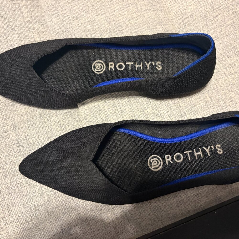 Rothy's Black Pointed Toe Flats, Size 7.5